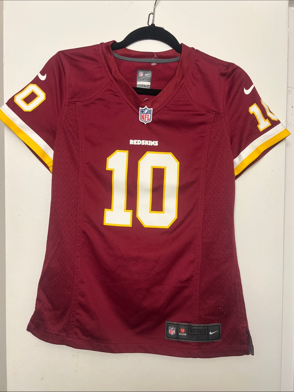 Nike Women's Burgundy Redskins #10 Football Jersey with Gold & White Accents